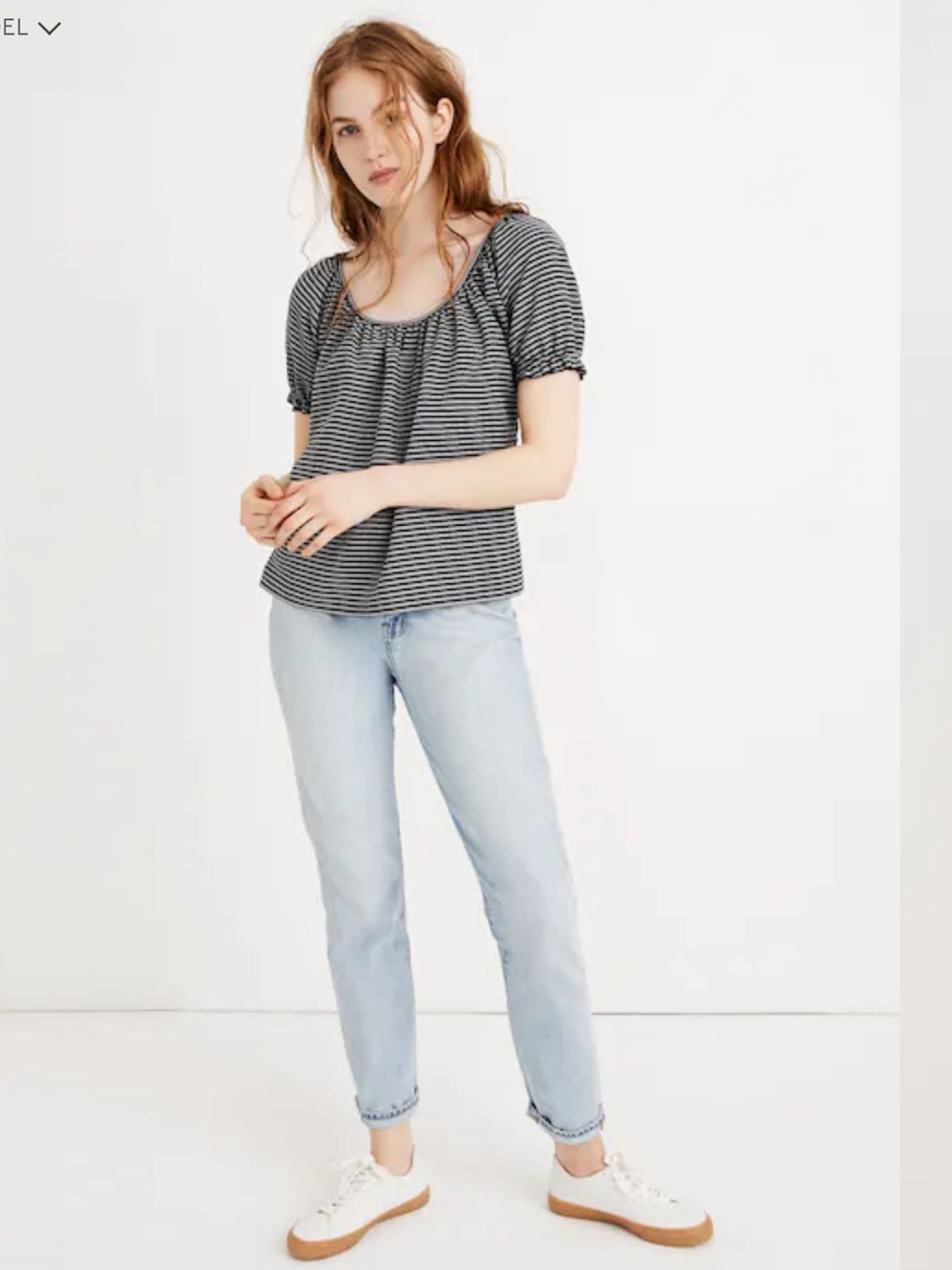 Madewell Texture & Thread Peasant Top in Stripe M